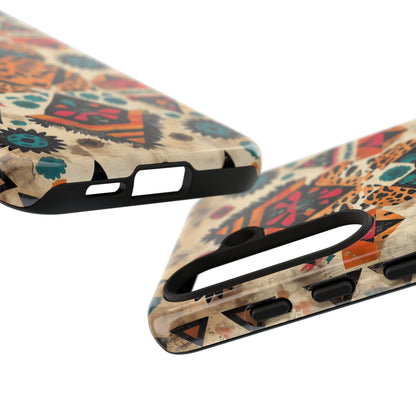 Bohemian Leopard & Tribal Floral Tough Samsung Galaxy Case – Vibrant Eclectic Design, Dual-Layer Protection