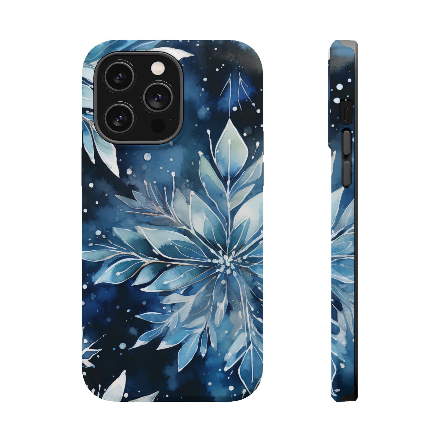 Winter’s Embrace – Blue Snowflake MagSafe iPhone Case