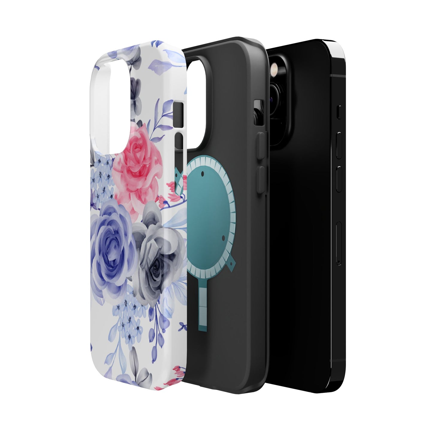 Elegant Blue Floral Watercolor Design – MagSafe iPhone Case