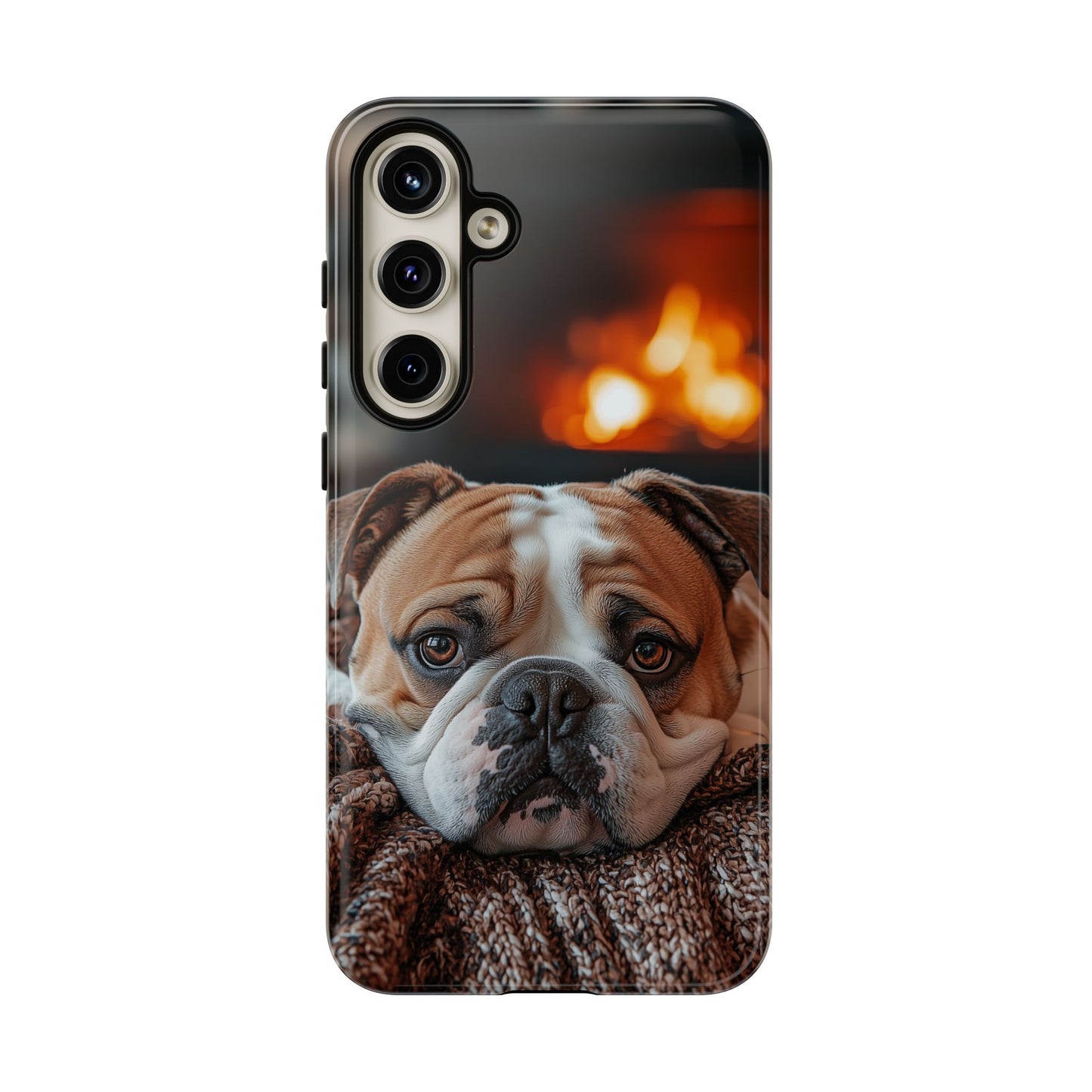 Cozy Bulldog Samsung Galaxy Case – Fireside-Inspired Protective Cover