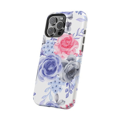 Elegant Blue Floral Watercolor Design – MagSafe iPhone Case