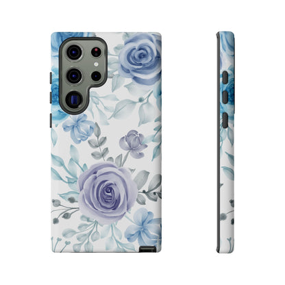 Elegant Blue & Violet Roses Samsung Galaxy Case – Artistic Floral Design for Stylish Protection