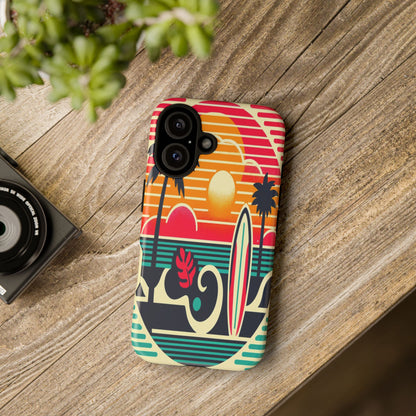 Retro Beach Vibes iPhone Case - Sunset Surfing Protective Cover