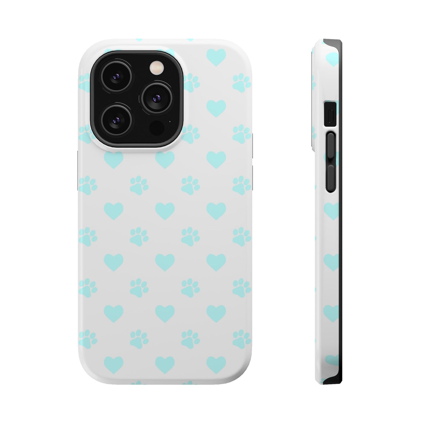 MagSafe Case - Aqua Paw Print & Heart Design