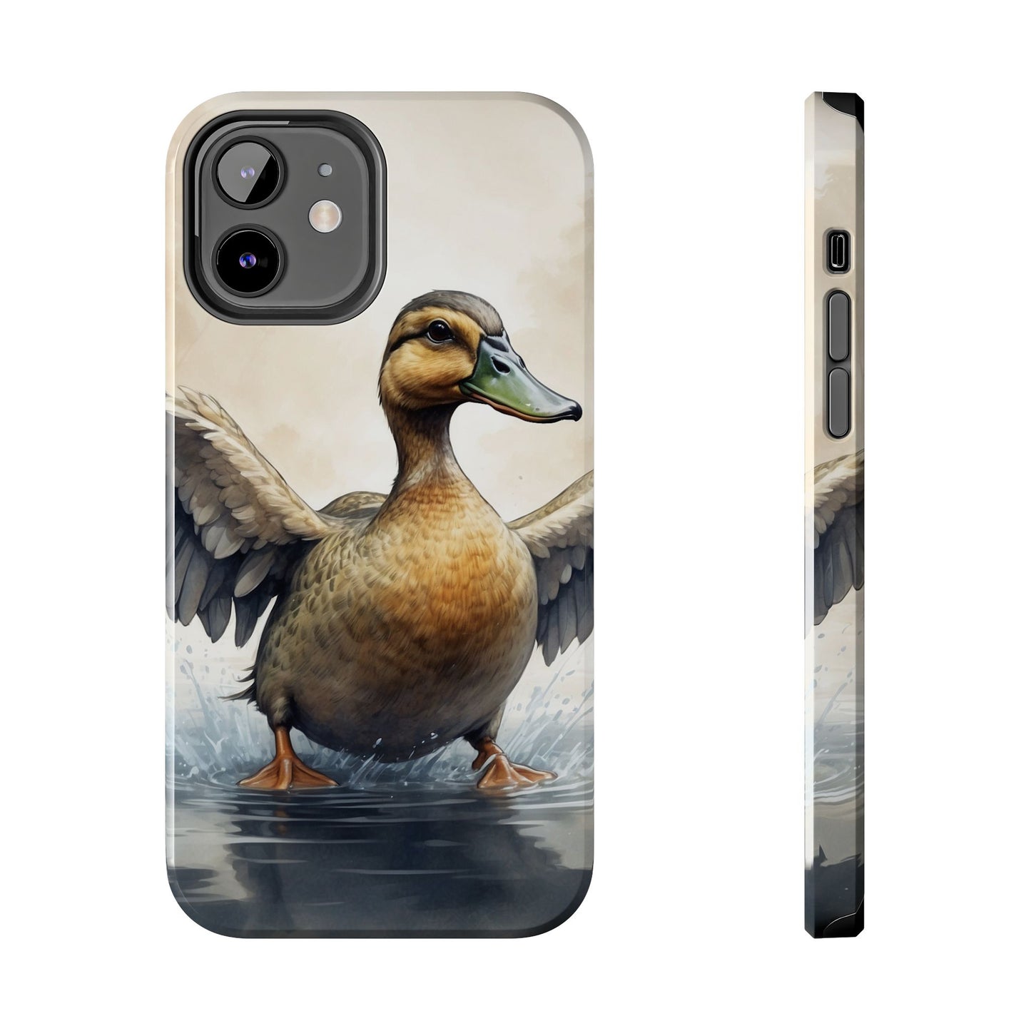 Graceful Duck in Watercolor Scene - iPhone Case