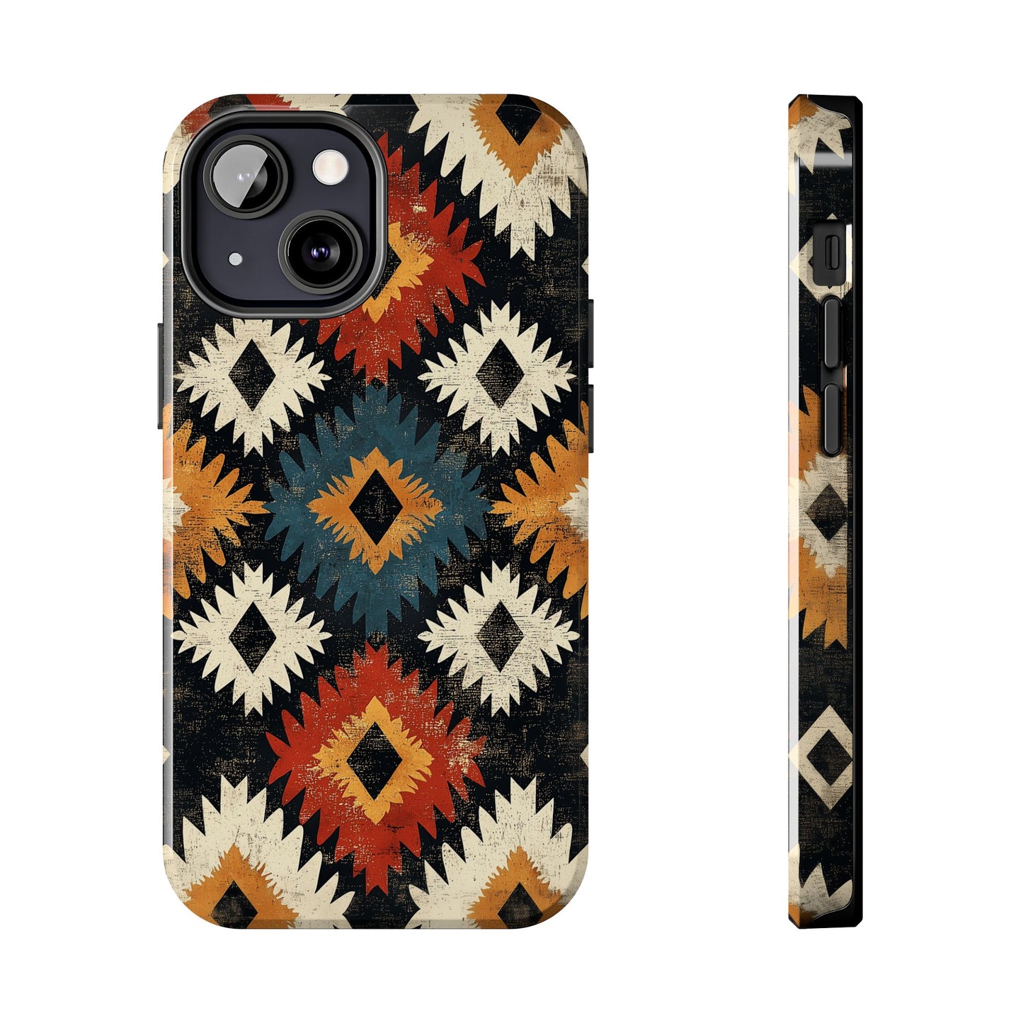 Rustic Tribal Sunburst Tough iPhone Case – Vibrant Geometric Design, Dual - Layer Protection - BOGO Cases