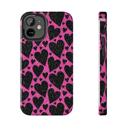 Pink Glitter Hearts iPhone Case