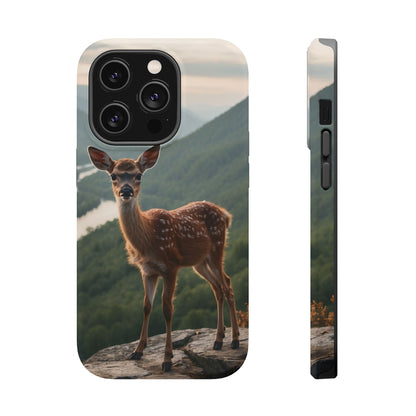 Majestic Fawn Overlooking Mountain Vista MagSafe iPhone Case