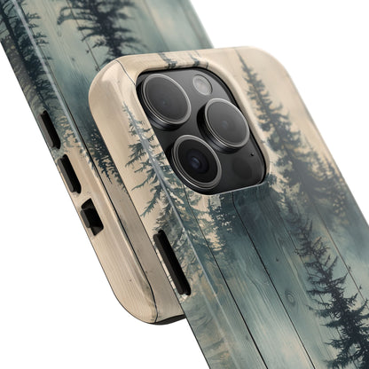 Misty Pine Forest Iphone Case - Nature-Inspired Wood Design Protective Cover