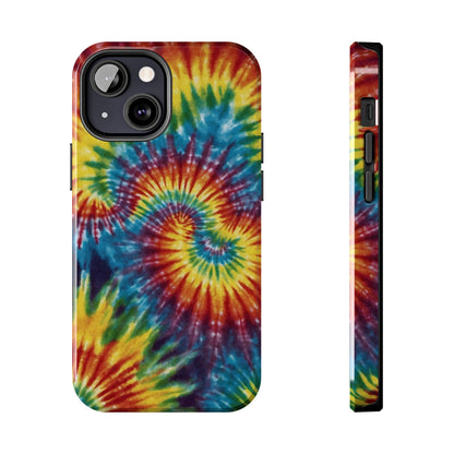 Retro Tie-Dye Swirl iPhone Case – Rainbow Spiral Design