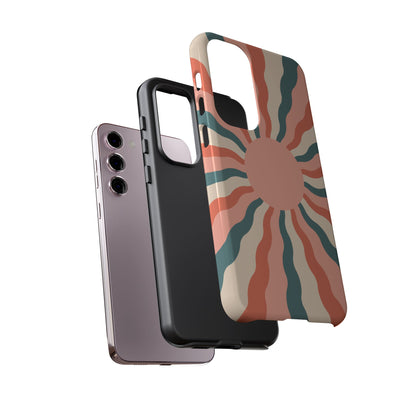 Retro Sunburst Samsung Galaxy Case – Bold 70s-Inspired Waves in Coral, Teal, and Cream