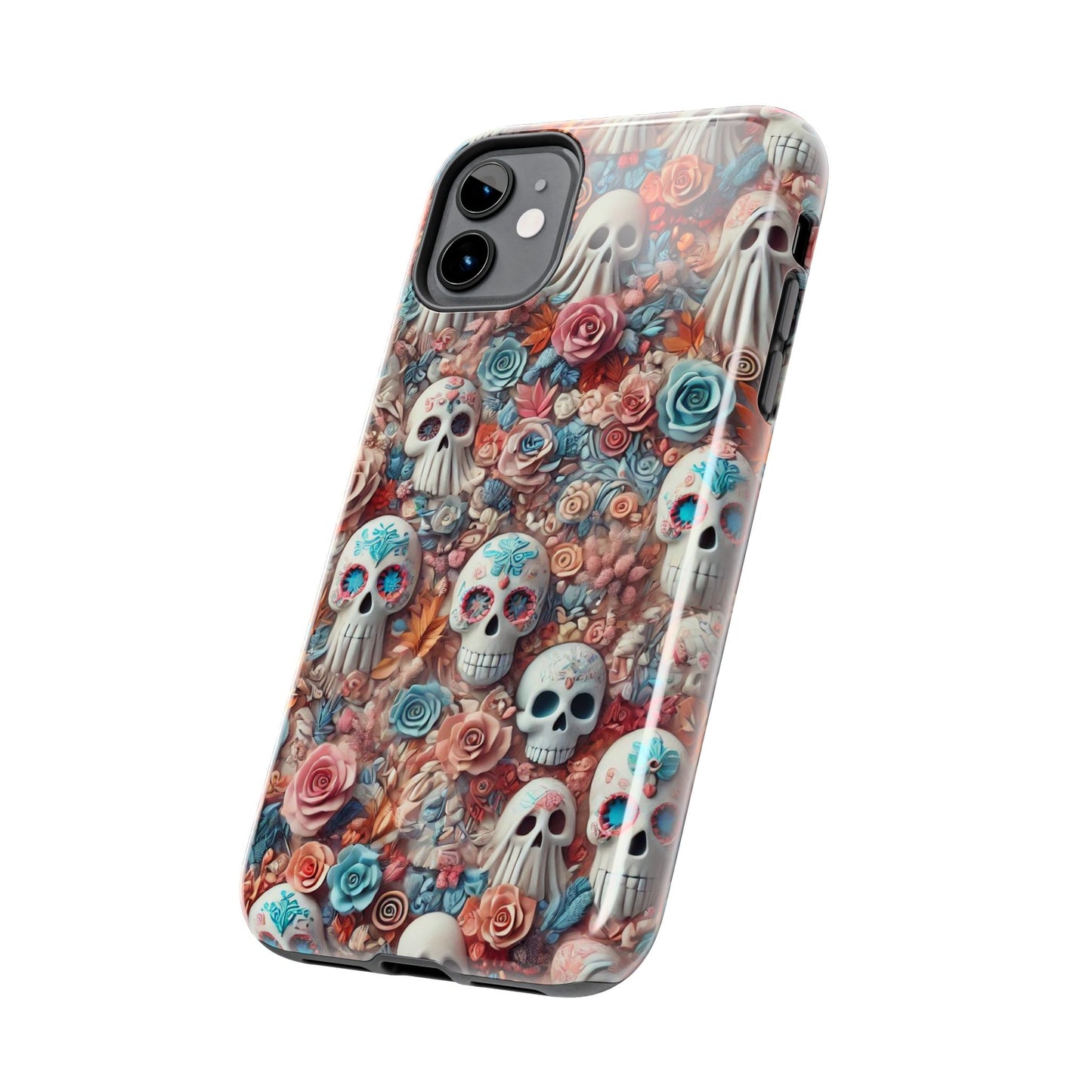 Day of the Dead Floral Skull iPhone Case - Colorful Protective Cover - Halloween Spooky Autumn Case