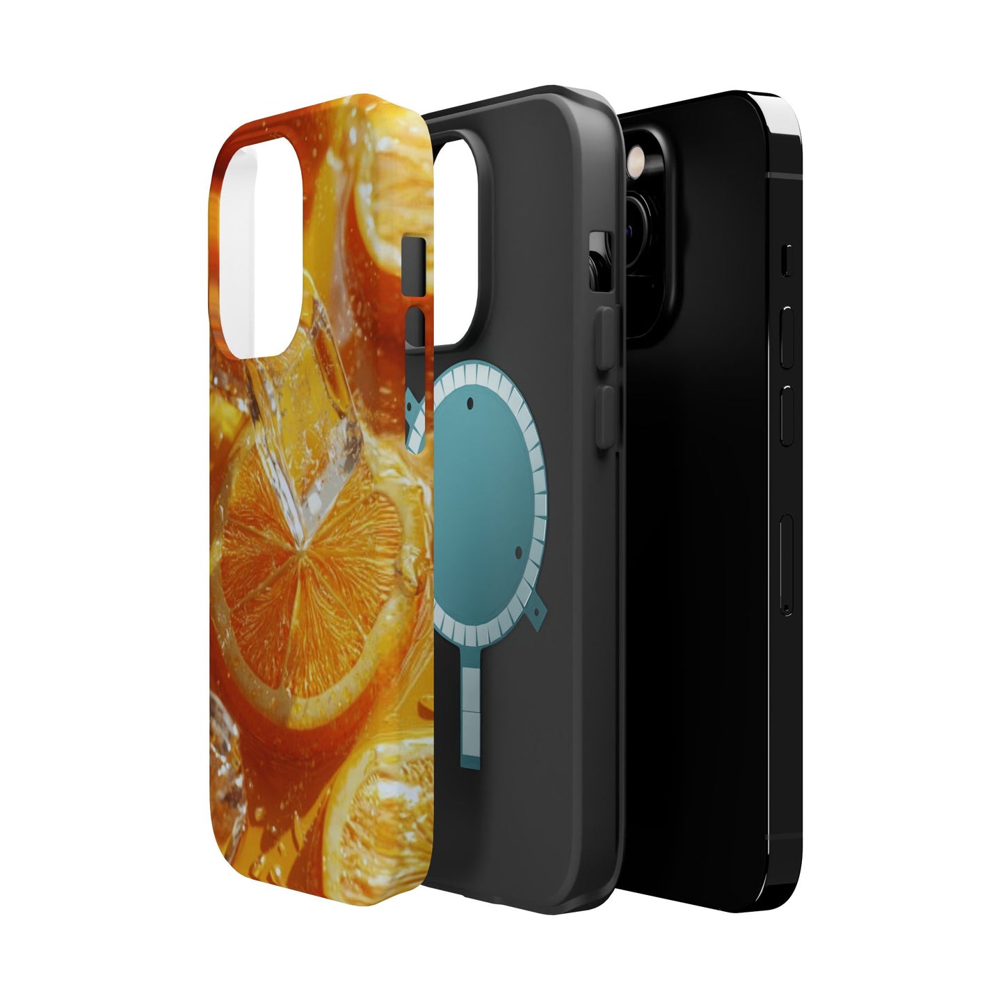 Citrus Orange Splash MagSafe iPhone Case – Dual-Layer Tough Protection, Vibrant Summer Design