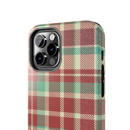 Red & Cream Vintage Plaid – Durable & Stylish iPhone Case