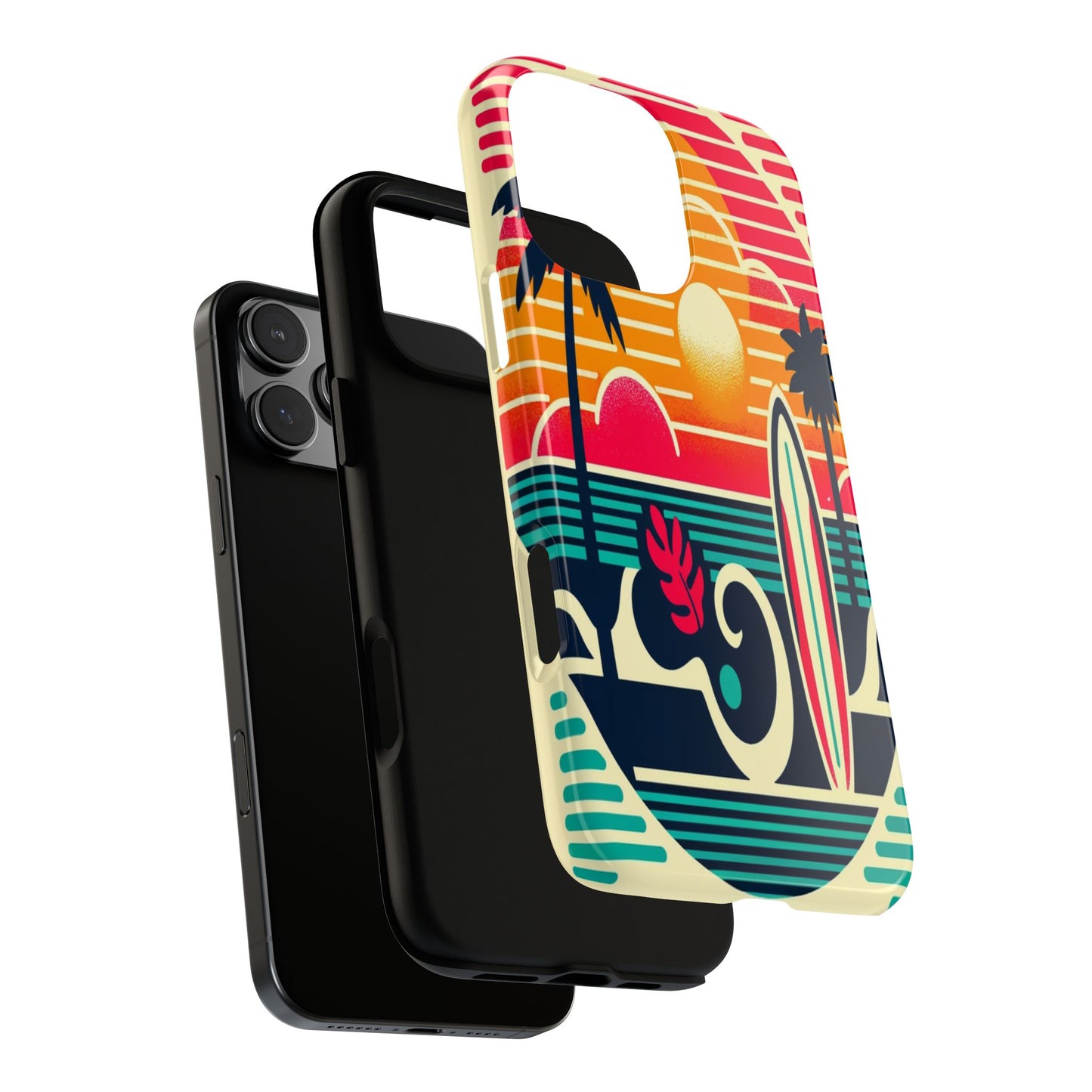 Retro Beach Vibes iPhone Case - Sunset Surfing Protective Cover