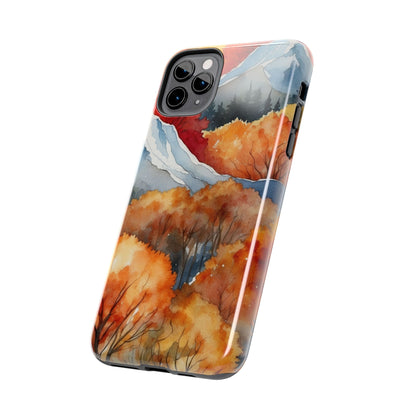 Autumn Mountain Forest Watercolor - iPhone Case