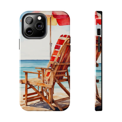 Beach Bliss iPhone Series Case – Relaxing Seaside Chair and Umbrella Design