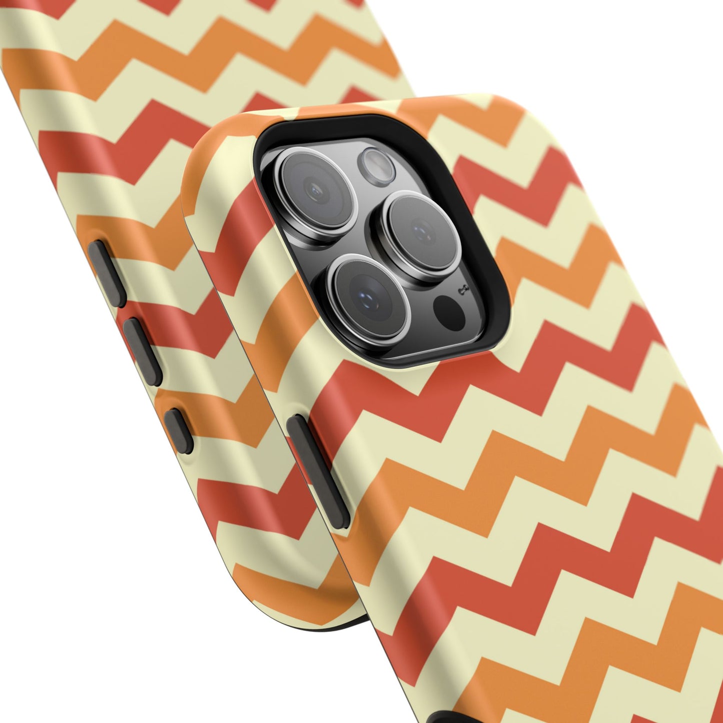 Warm Sunset Chevron – Orange, Red & Cream Geometric MagSafe iPhone Case