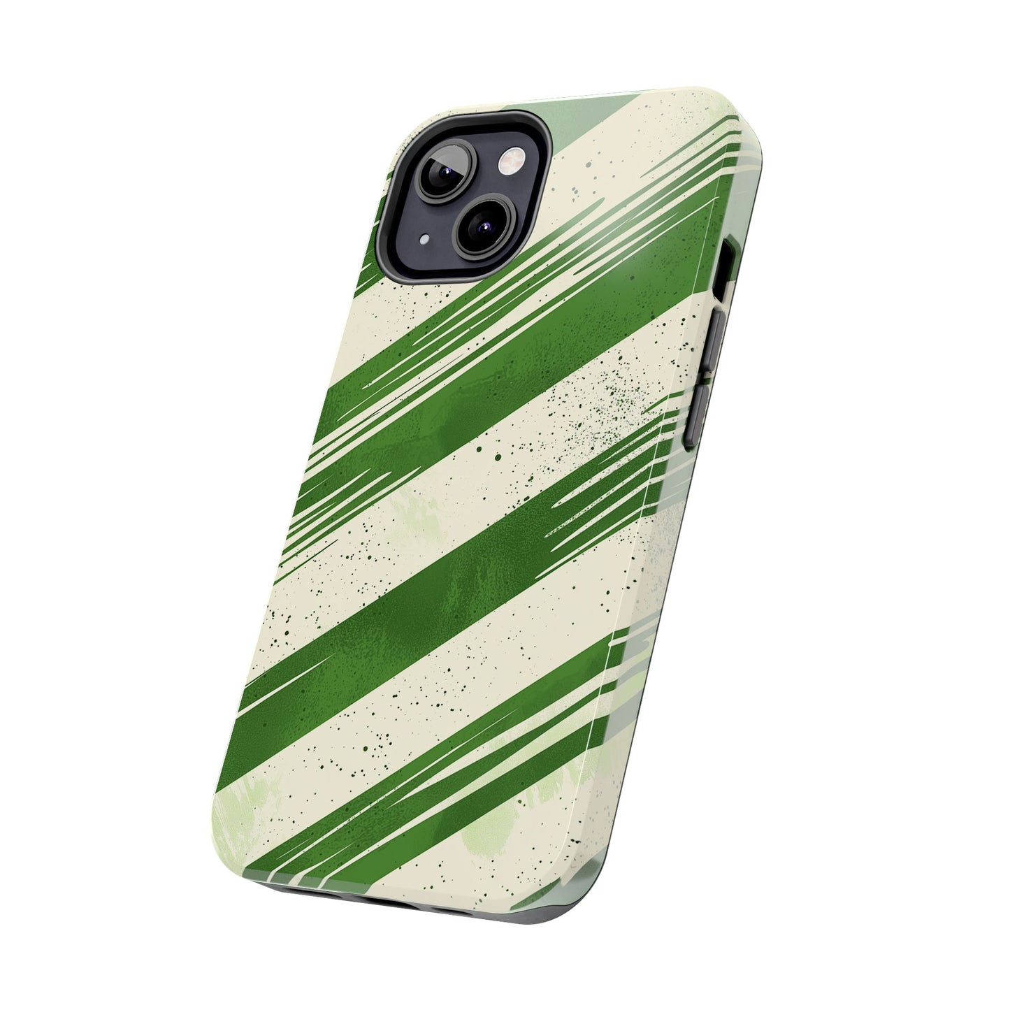 Green Stripes iPhone Case – Bold Diagonal Brushstroke Design - BOGO Cases