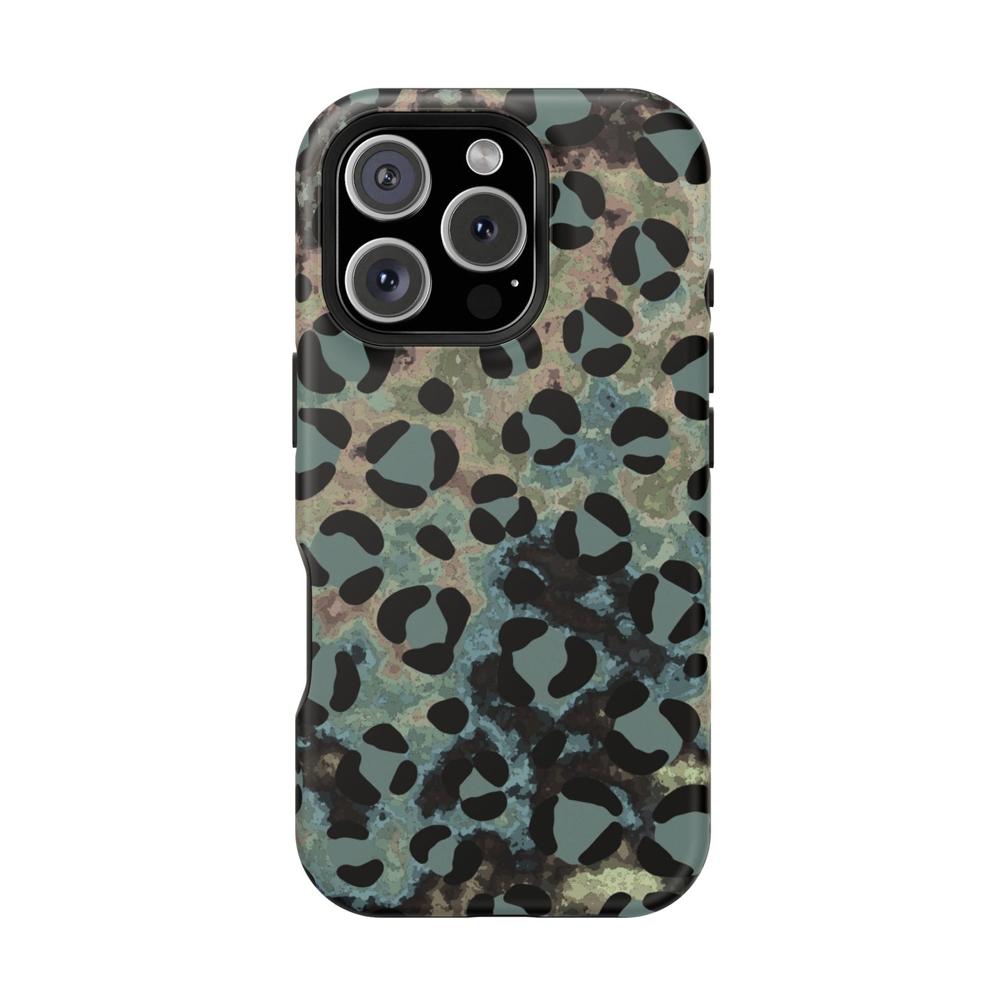 Moody Watercolor Leopard Print Tough MagSafe iPhone Case – Earthy Abstract Pattern with Dual-Layer Protection