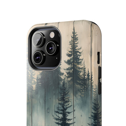 Misty Pine Forest Iphone Case - Nature-Inspired Wood Design Protective Cover