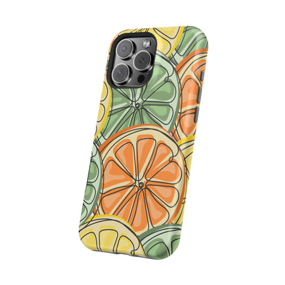 Citrus Zest Tough MagSafe iPhone Case – Bold Lime, Lemon, and Orange Design, Shockproof Protection