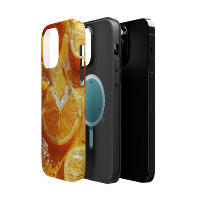 Citrus Orange Splash MagSafe iPhone Case – Dual-Layer Tough Protection, Vibrant Summer Design