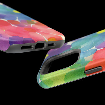 Rainbow Bloom Watercolor MagSafe iPhone Case – Slim Design, Glossy Finish