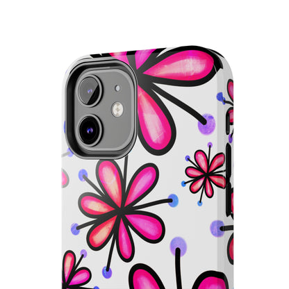 Pink Retro Bloom iPhone Case – Ultra-Slim Design, Glossy Finish