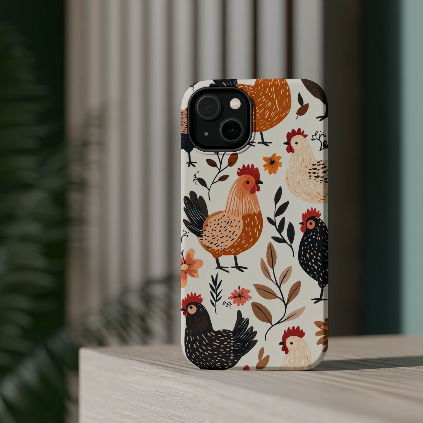 MagSafe iPhone Case: Cluckin' Vintage – Chickens & Leaves