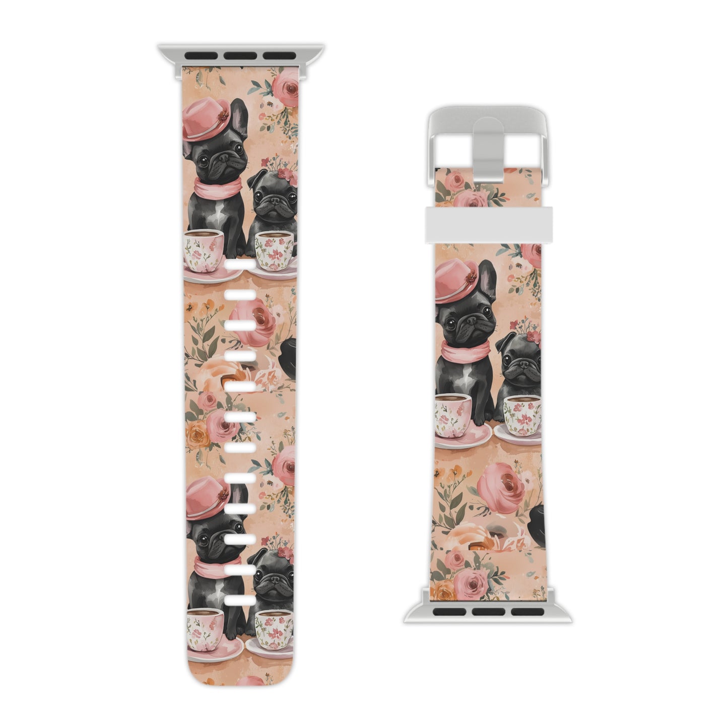 Floral French Bulldogs  Apple Watch Band