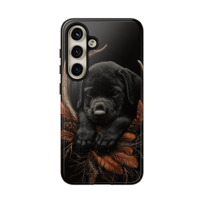 Charming Black Labrador Puppy on Feathers Samsung Galaxy Case