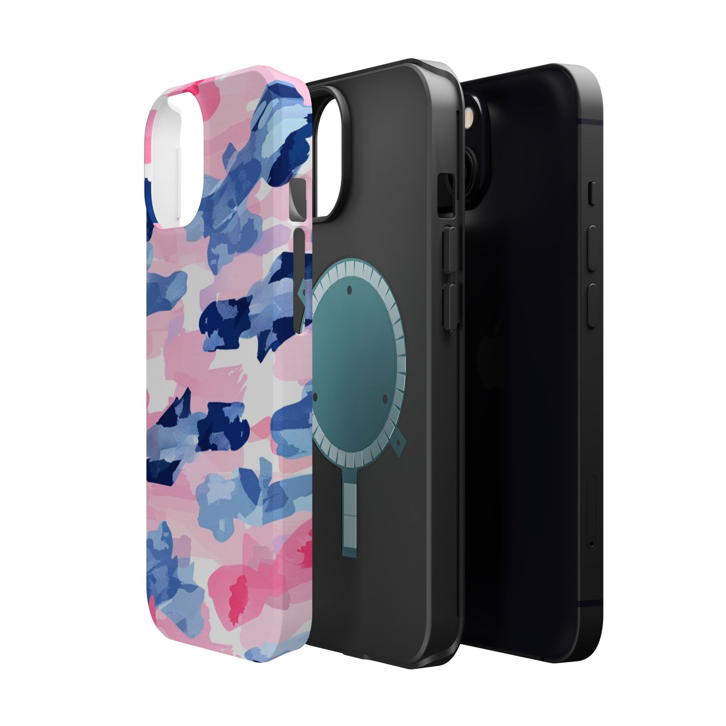 MagSafe Case: Dynamic Pink & Navy Brushstroke Art