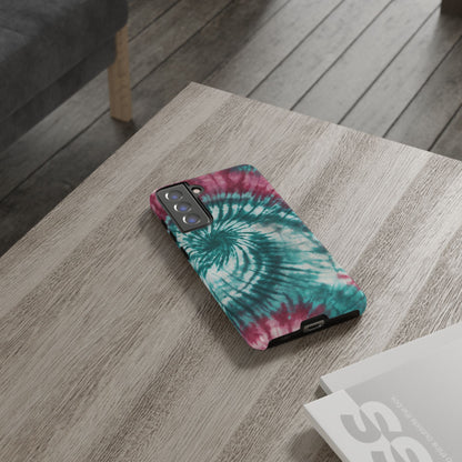 Teal and Pink Spiral Tie-Dye Samsung Galaxy Case – Boho Chic Design