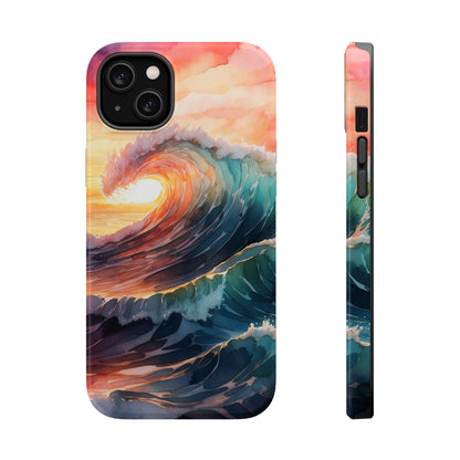 Ocean Sunrise Wave MagSafe iPhone Case – Vibrant Watercolor Wave Design