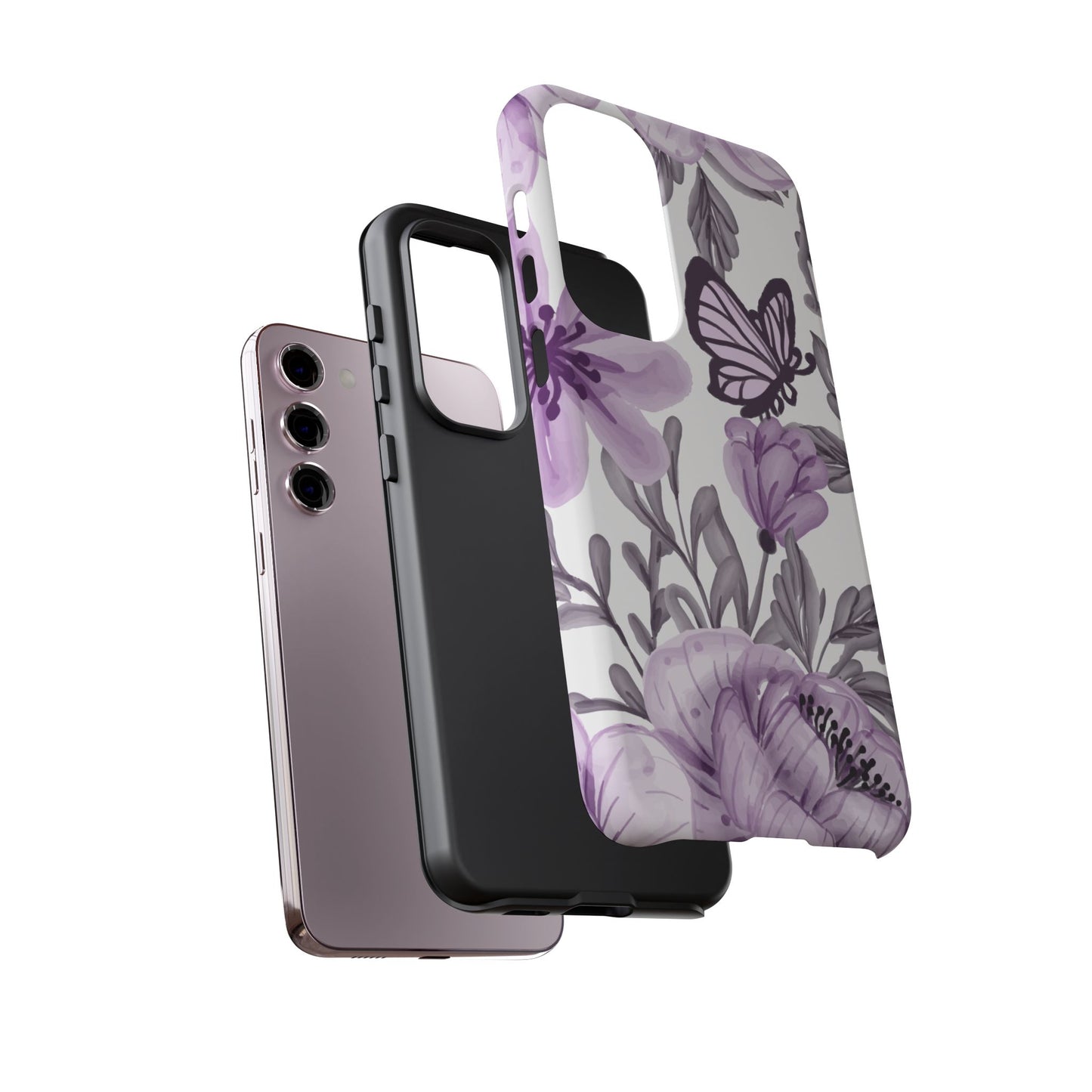 Lavender Bloom Butterfly Samsung Galaxy Case – Delicate Floral Design with Watercolor Details