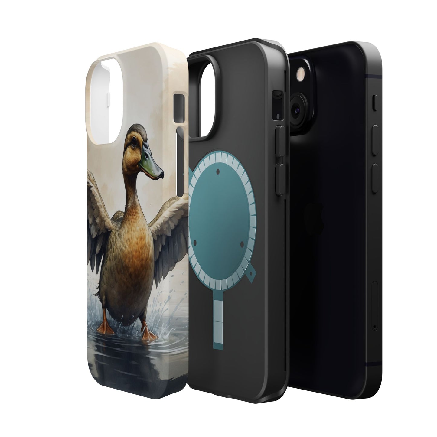 Graceful Duck in Watercolor Scene - MagSafe iPhone Case