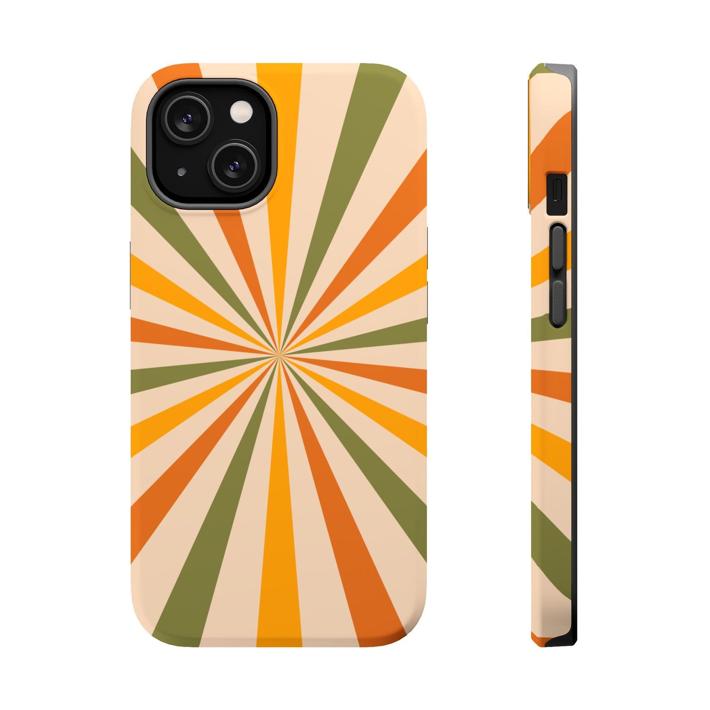 Retro Sunburst MagSafe iPhone Case – Bold Geometric Design, Durable Shockproof Protection