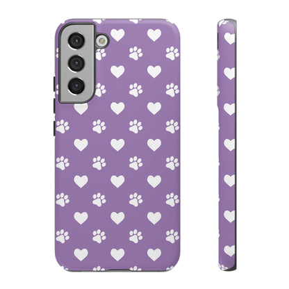 Lavender Paw Prints & Hearts Design - Adorable Pet Lover Samsung Galaxy Case