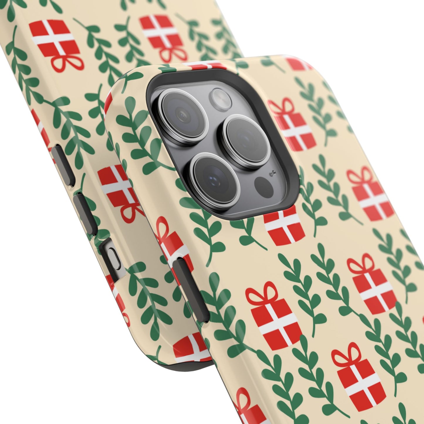 MagSafe iPhone Case: Holiday Cheer – Red Gifts & Green Leaves