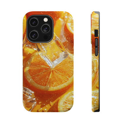 Citrus Orange Splash MagSafe iPhone Case – Dual-Layer Tough Protection, Vibrant Summer Design