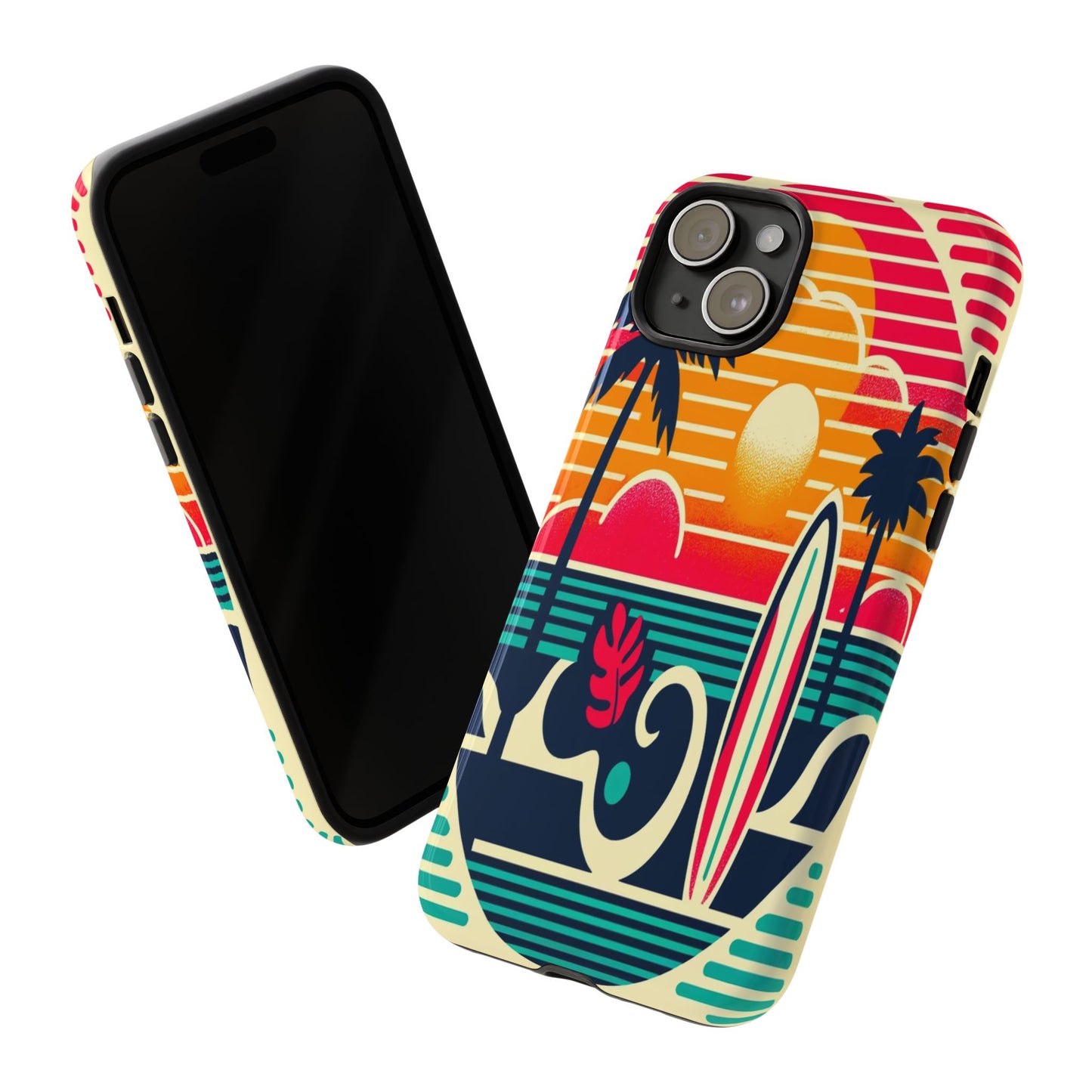 Retro Beach Vibes iPhone Case - Sunset Surfing Protective Cover