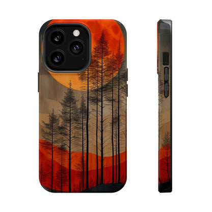 Moody Forest Moonrise MagSafe iPhone Case – Dark Landscape Design, Dual-Layer Protection