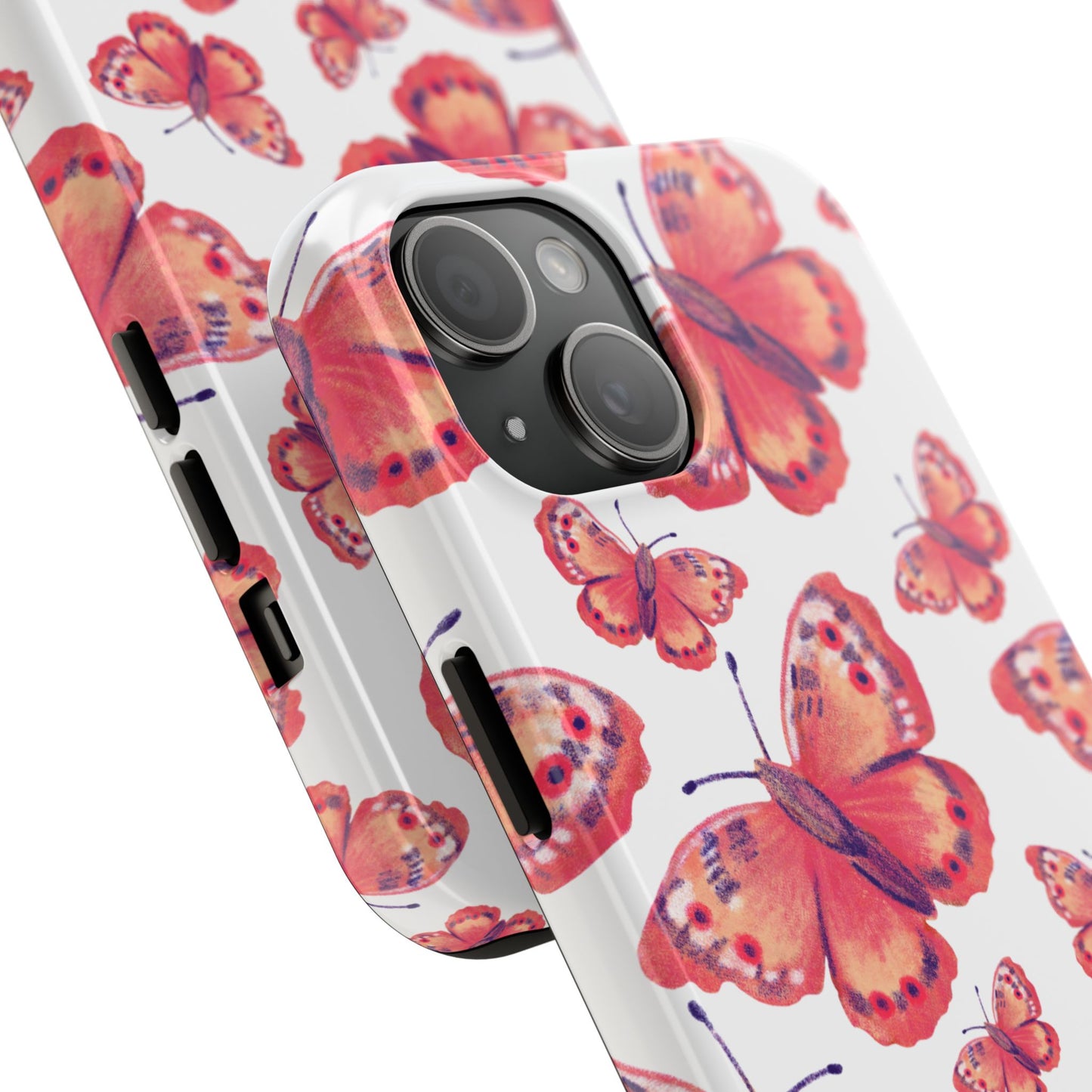 Coral Butterfly iPhone Case – Slim, Protective Design with Bold Watercolor Print