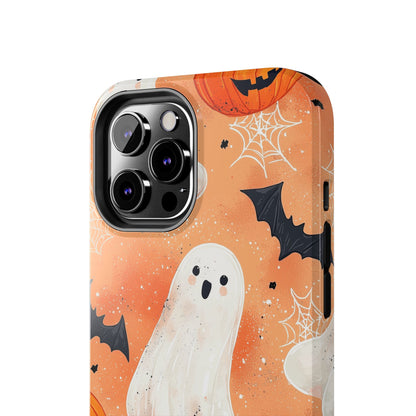 Spooky Cute Ghost iPhone Case – Halloween Ghosts, Pumpkins, Bats & Cobwebs Design