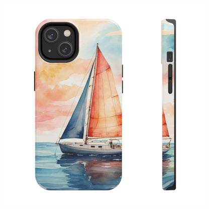 Sunset Sail iPhone Case – Watercolor Sailboat and Sky Design - BOGO Cases