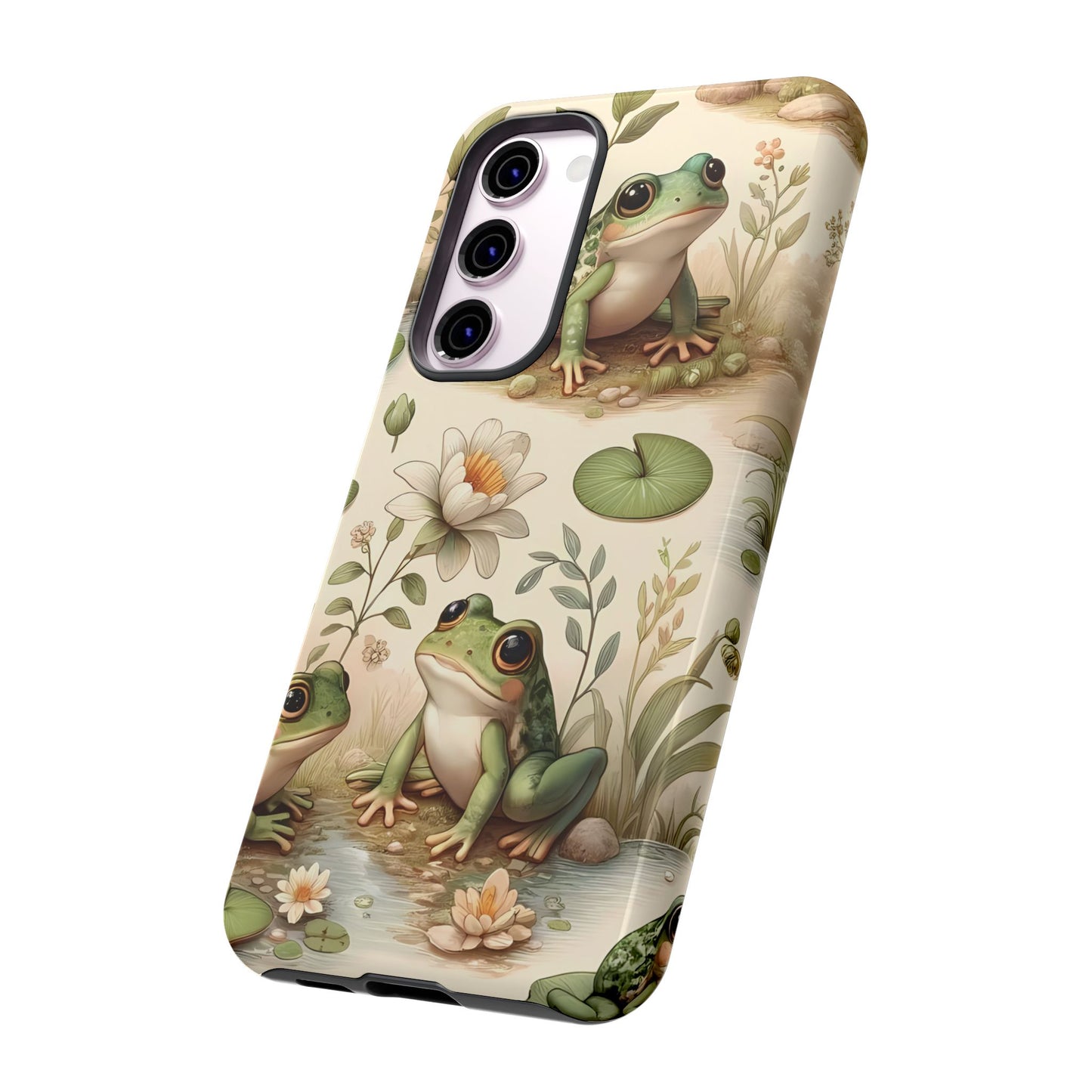 Cute Frogs Phone Case - Pond Pals Frolic - Charming Frog Lily Pad Phone Case for iPhone, Google & Samsung! Great Gift For Any Frog Lover!