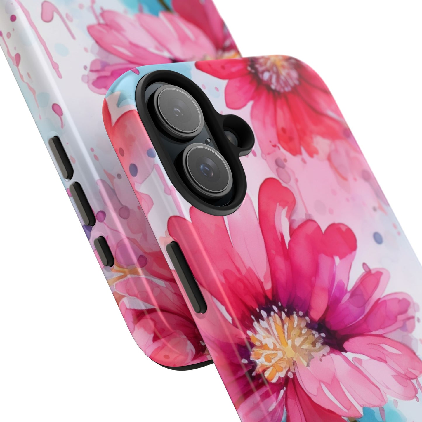 Vibrant Watercolor Red & Pink Floral - iPhone Case