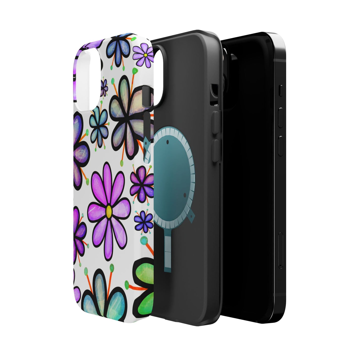 Whimsical Lavender Floral MagSafe iPhone Case – Ultra-Slim, High-Gloss Finish