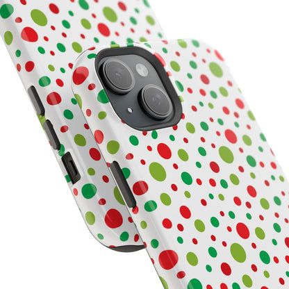 Red & Green Christmas Polka Dots – MagSafe iPhone Case